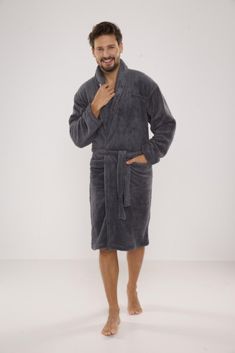 811 Мъжки плюшен халат за баня De Lafense - сив