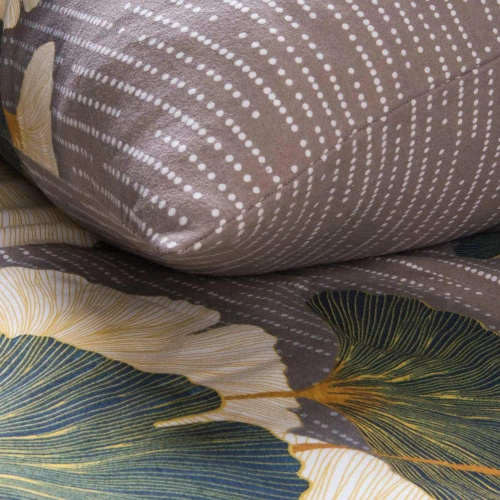 31510/2 Комплект спално бельо от фланел Flanellove Darymex бежово-зелени листа от гинко – комплект, 100% памук, топъл и мек