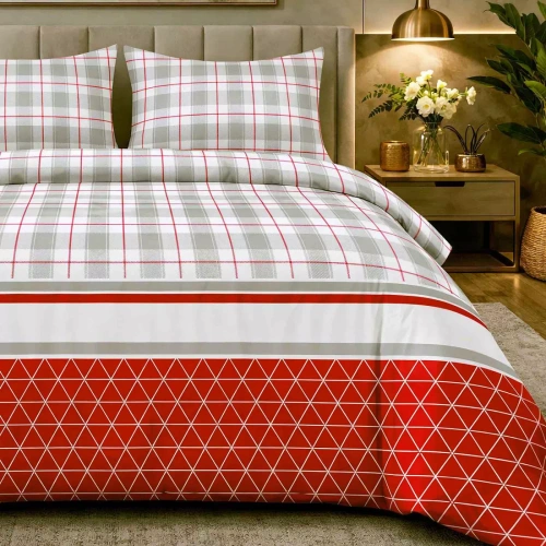 31516/1 Коледен комплект спално бельо от фланел Flannellove Darymex сиво-червено - комплект 100% памук, топъл и мек