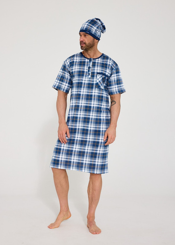 Cornette 109/37– мъжка нощница от 100% памук с къс ръкав, копчета и джоб