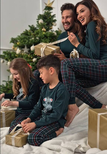 Fogo Мъжка пижама с дълъг ръкав и дълъг панталон Италианска мода - зелено/принт 