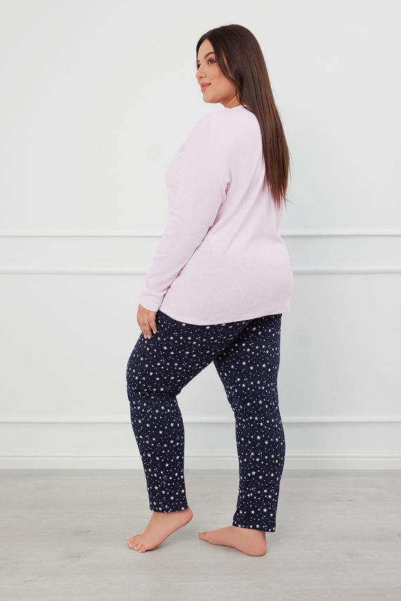 Libra Дамска пижама с дълъг ръкав и панталон Италианска мода - розово/принт 