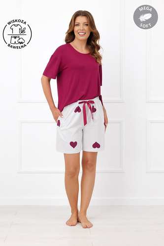 Italian Fashion Kioga Дамска пижама от вискоза Mega Soft, шорти със сърца