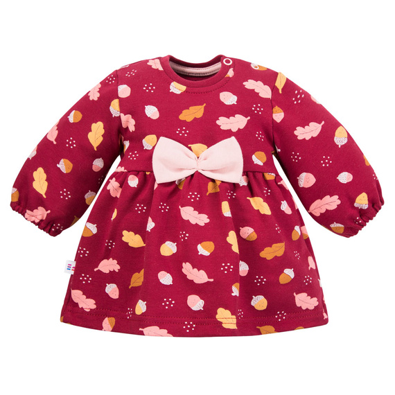 Бебешка рокля Fluffy Tails Eevi – бордо, памук, дълъг ръкав