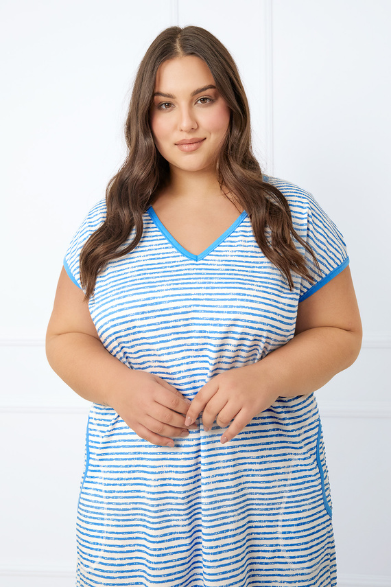 Flota дамска риза с къс ръкав Италианска мода - син принт 