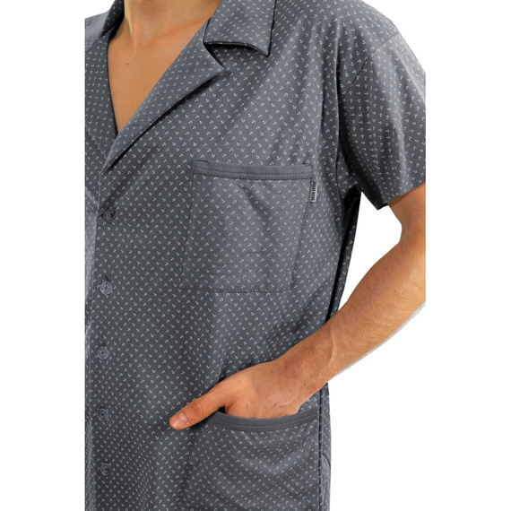 Мъжка пижама Sesto Senso с цип и къс ръкав - графитни котви