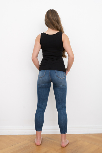 Ibiza Дамска риза с широки рамене Италианска мода - черна