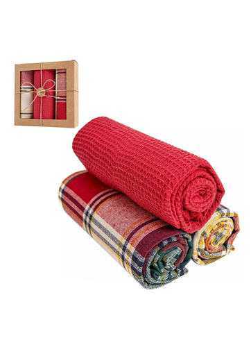 Кухненски комплект Moraj MRK1500-021 – 3 памучни кърпи в декоративна кошница