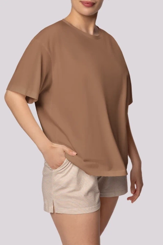 Рае с къс ръкав Дамска пижама Mona caramel