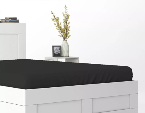 Микросатенен чаршаф с ластик Poly Detexpol гладък и удобен black