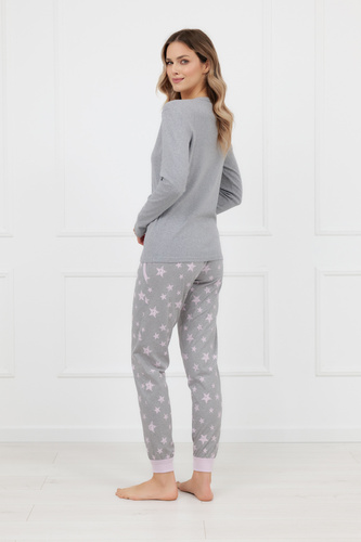 Памучна дамска пижама Sara Italian Fashion – комплект с дълъг ръкав и панталон, нежна и удобна