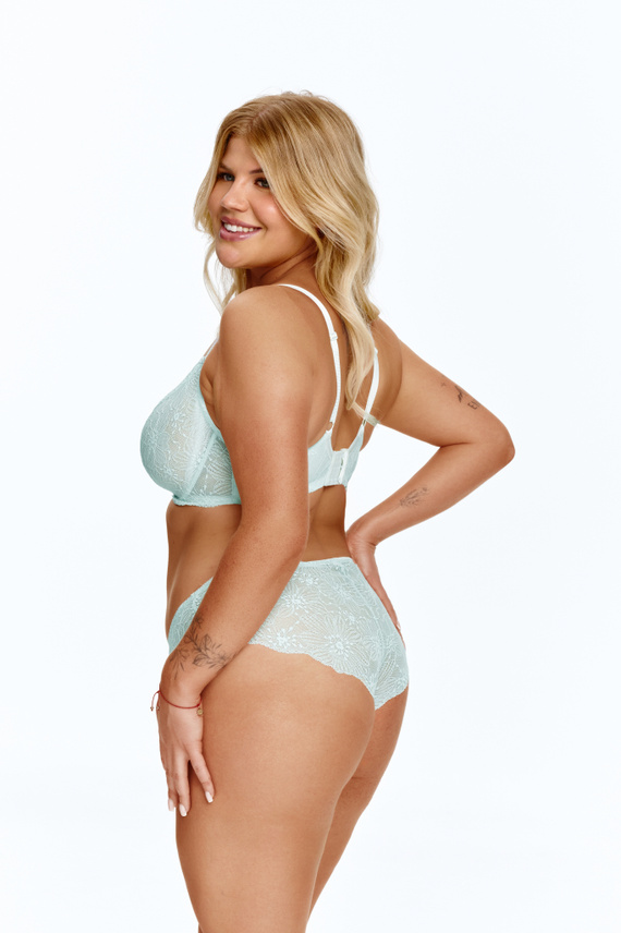 Сутиен Big Soft Lupoline 2663 в мента с дантела и банели за голям бюст