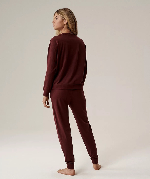 Дамска пижама Atlantic NLP-499, цвят вино - памук, с дълъг ръкав, удобна и стилна