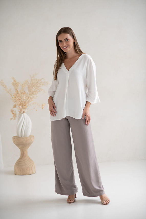 Mamafullness Milk&Love блуза за бременни и кърмачки бяла – вискоза, 3/4 ръкав, oversize