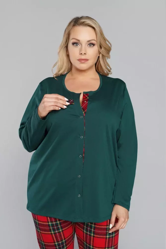 Дамска пижама Zorza с дълъг ръкав и панталон Италианска мода - червено/принт 