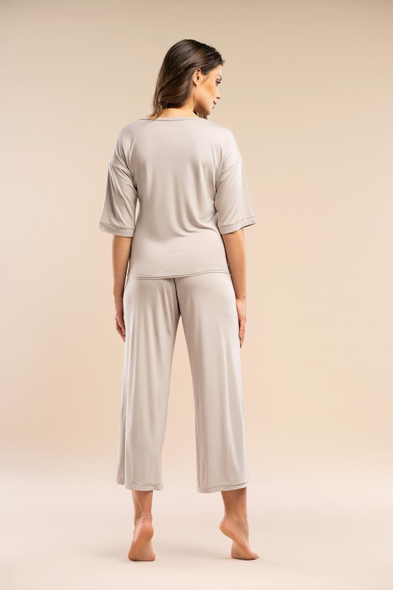 Дамска пижама MK34 Only You, бежова Belle Reverie - вискоза, къс ръкав, лека и чувствена