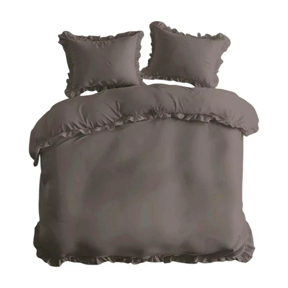 Pure 23 Едноцветно памучно спално бельо Detexpol тъмно сиво