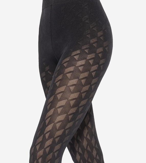 Дамски чорапогащник Loretta 155 Gatta - геометрична шарка, 50 den, мат - неро