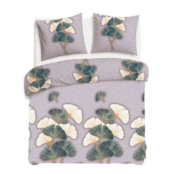 31510/2 Комплект спално бельо от фланел Flanellove Darymex бежово-зелени листа от гинко – комплект, 100% памук, топъл и мек