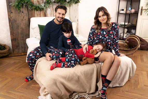 Makala Детска пижама Италианска мода - тъмносиньо/печат 