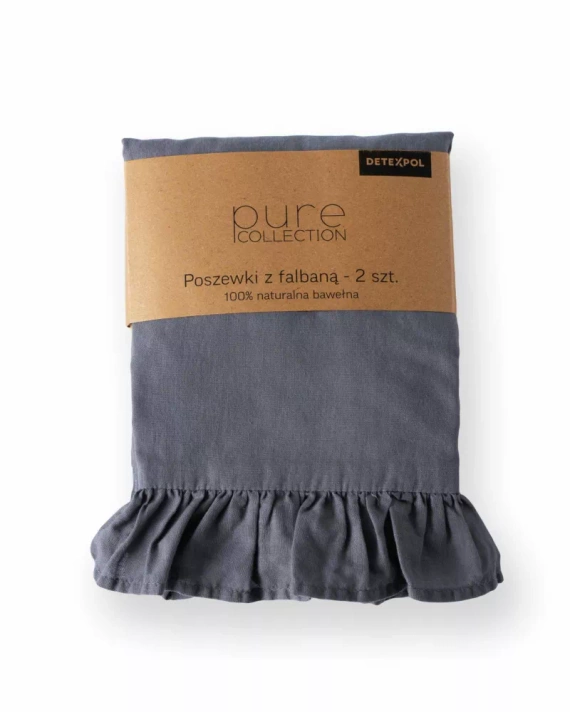 Pure 23 Едноцветно памучно спално бельо Detexpol графит