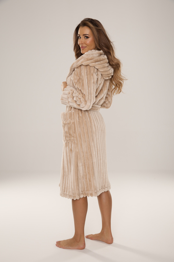 887 Sutton Дамски халат с качулка De Lafense - топъл, мек, мек, пясъчен