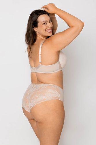 Mediolano Amelia 19201 Beige – дамски високи бикини от дантела и тюл