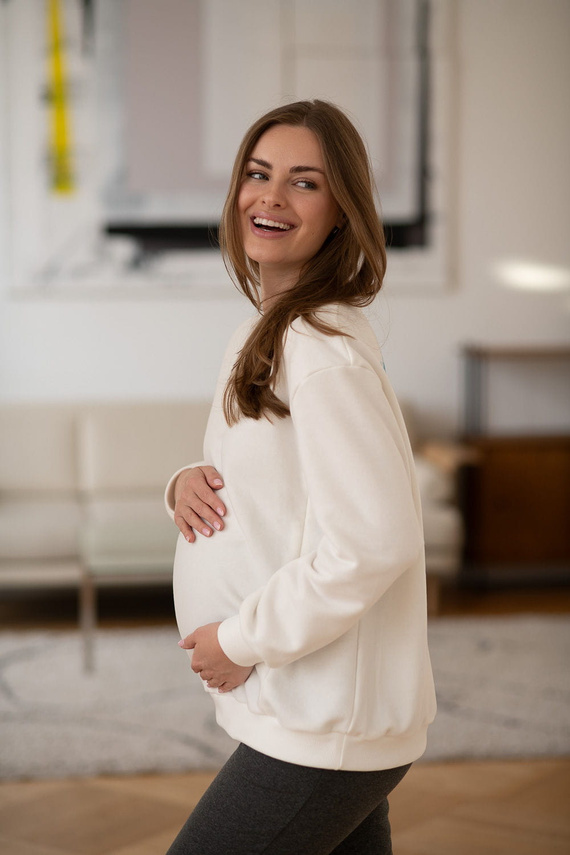 MilkItEasy! Milk&Love кремав суичър за кърмачки с щампа