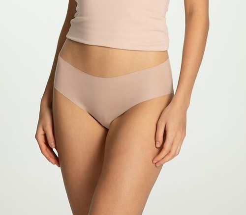 Дамски слипове Julimex Cotton Mood Classic, бежови - памучни, безшевни, гладки, класическа кройка