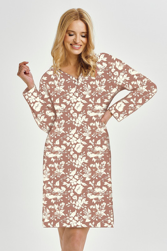 Нощница Grace 3480 Taro кафява – памук, дълги ръкави, комфорт и женствен стил