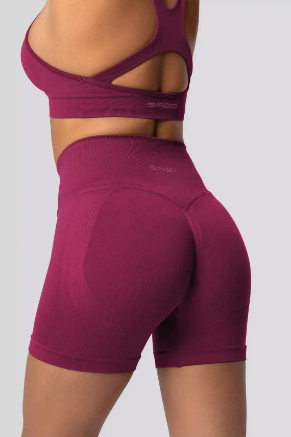 Spaio PUSH-UP PRO моделиращи безшевни шорти фитнес висок колан red wine