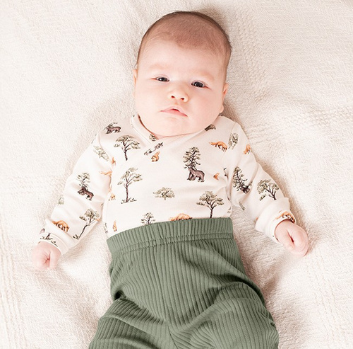 218094 Бебешко боди Yogi Bear Nicol – памук, дълъг ръкав, горска шарка