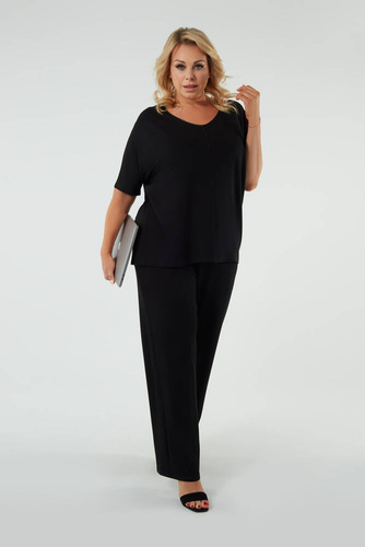 Soler Дълъг панталон за жени Италианска мода - черен