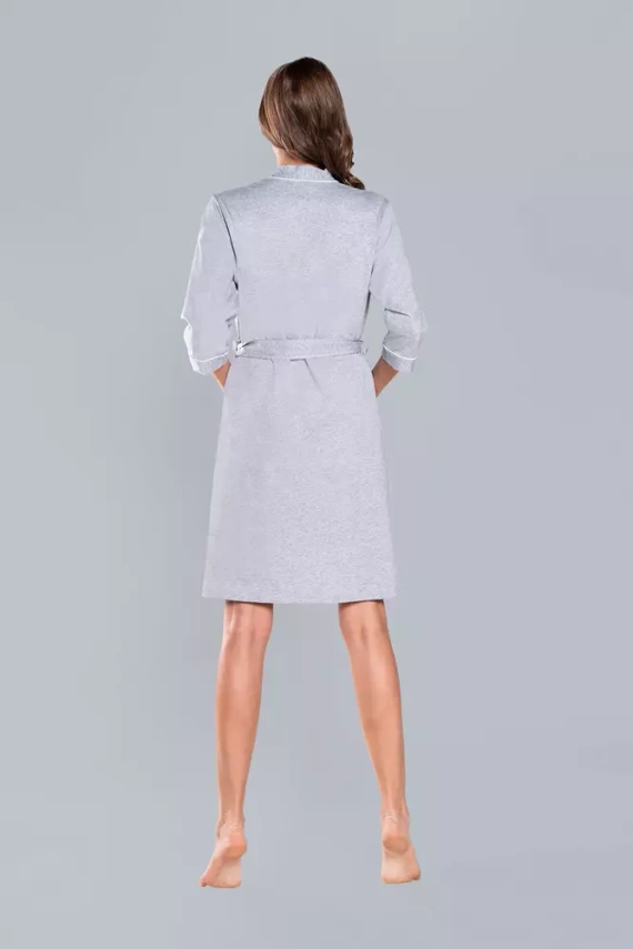 Меган Дамски халат Италианска мода 3/4 ръкав - светъл меланж