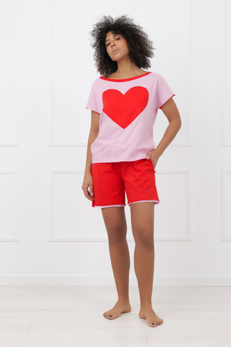 Дамска пижама Sabrina Italian Fashion 100% памук – къс ръкав, шорти