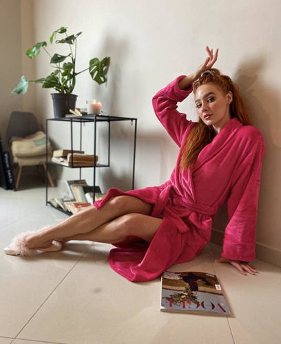 628 Abigail Дълъг дамски халат Forex - малина 