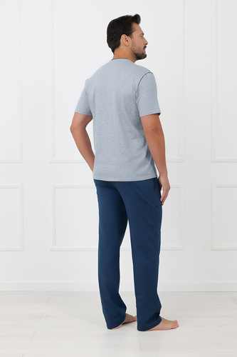 Мъжка пижама Devon Italian Fashion памучна с дълги панталони меланж
