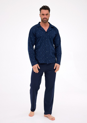 114/80 Мъжка пижама Cornette | Закопчава се с цип, 100% памук, яка и джобове