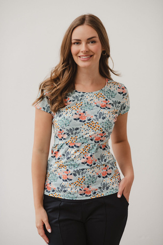 Milk Shirt Блуза за кърмачки и бременни с къс ръкав Milk&Love поляна на синьо