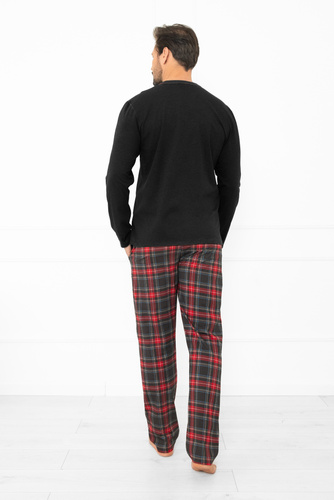 Rusoli мъжка пижама Италианска мода тъмен меланж - кариран памук, дълга, удобна