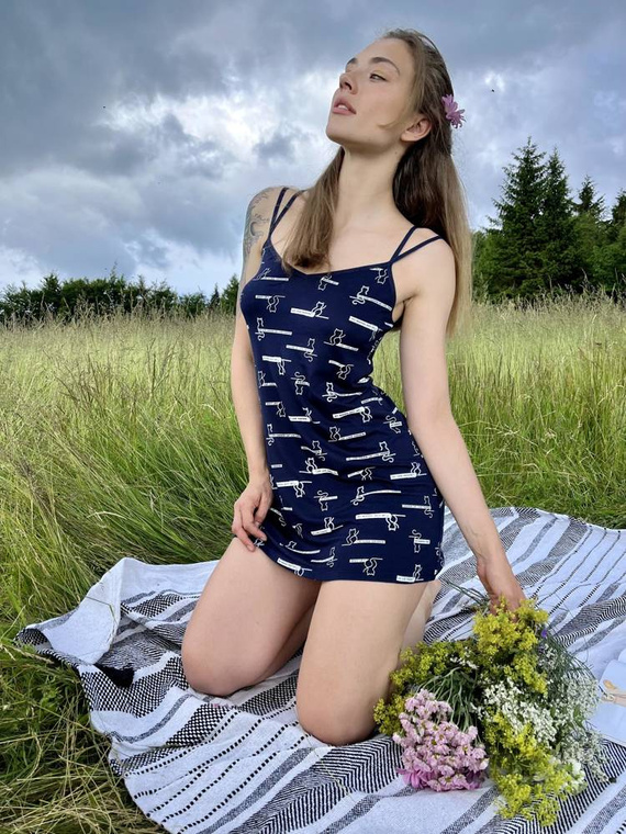 659 Cat Love Forex нощница без презрамки - тъмносиня