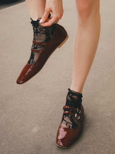 Скарпетки I1100 Ismena Fiore – Коронкови, Цветен Дизайн, С Фалбанка, Стилни