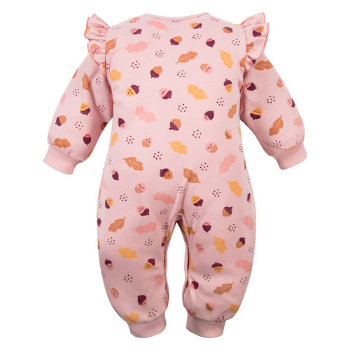 Бебешки гащеризон Fluffy Tails Eevi, розов – памучен, без крачета, с тик-так копчета