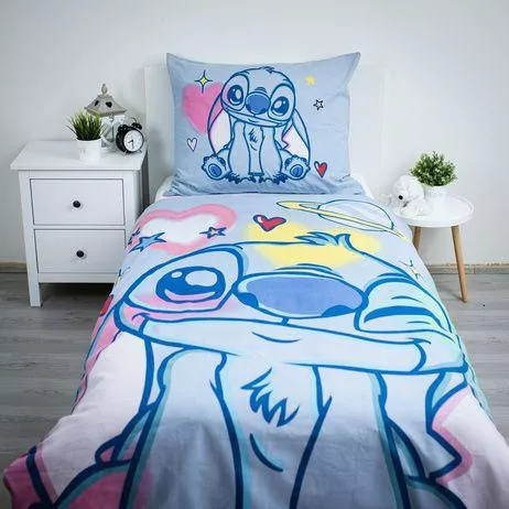 Памучно спално бельо 140x200 Lilo and Stitch синьо 70x90 Jerry Fabrics