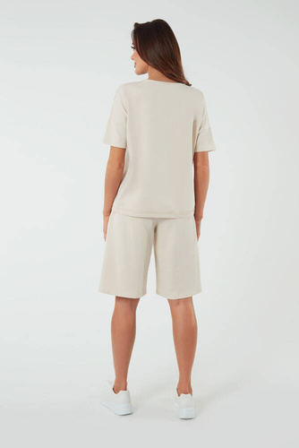 Madri Блуза с къси ръкави Италианска мода - бежова 