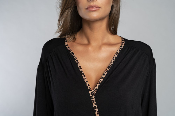 Eila Халат за баня Италианска мода 3/4 ръкав - леопардов принт