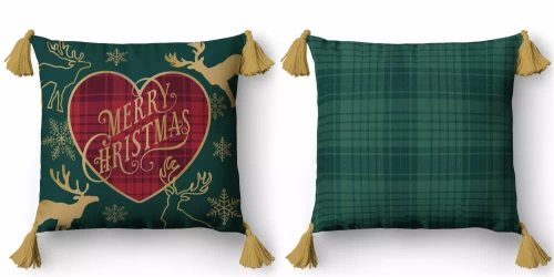5385 Декоративна коледна калъфка за възглавница "Весела Коледа" Коледна декорация Detexpol - с цип