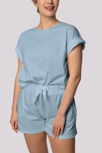 Светлосиня дамска пижама Bliss Mona с къс ръкав