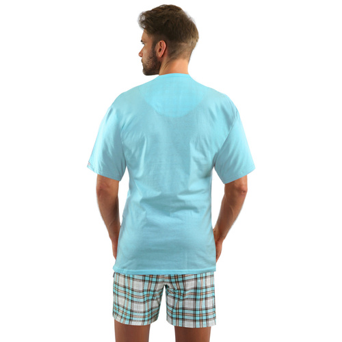 2576/17 Мъжка пижама, къс ръкав, къс панталон Sesto Senso тюркоаз
