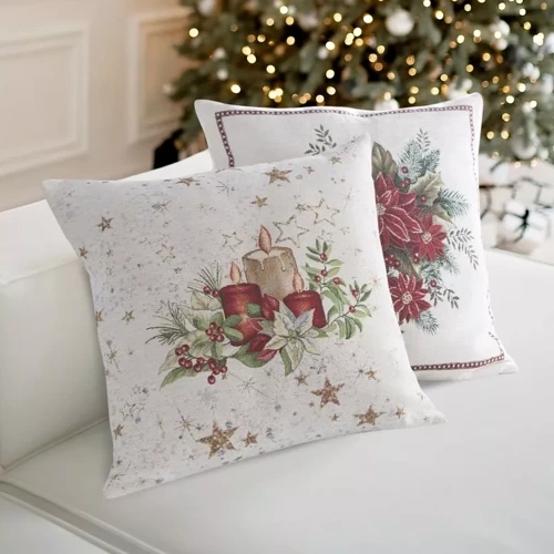 Chp 1270 Коледен гоблен калъфка за възглавница Eurocurtains бежово